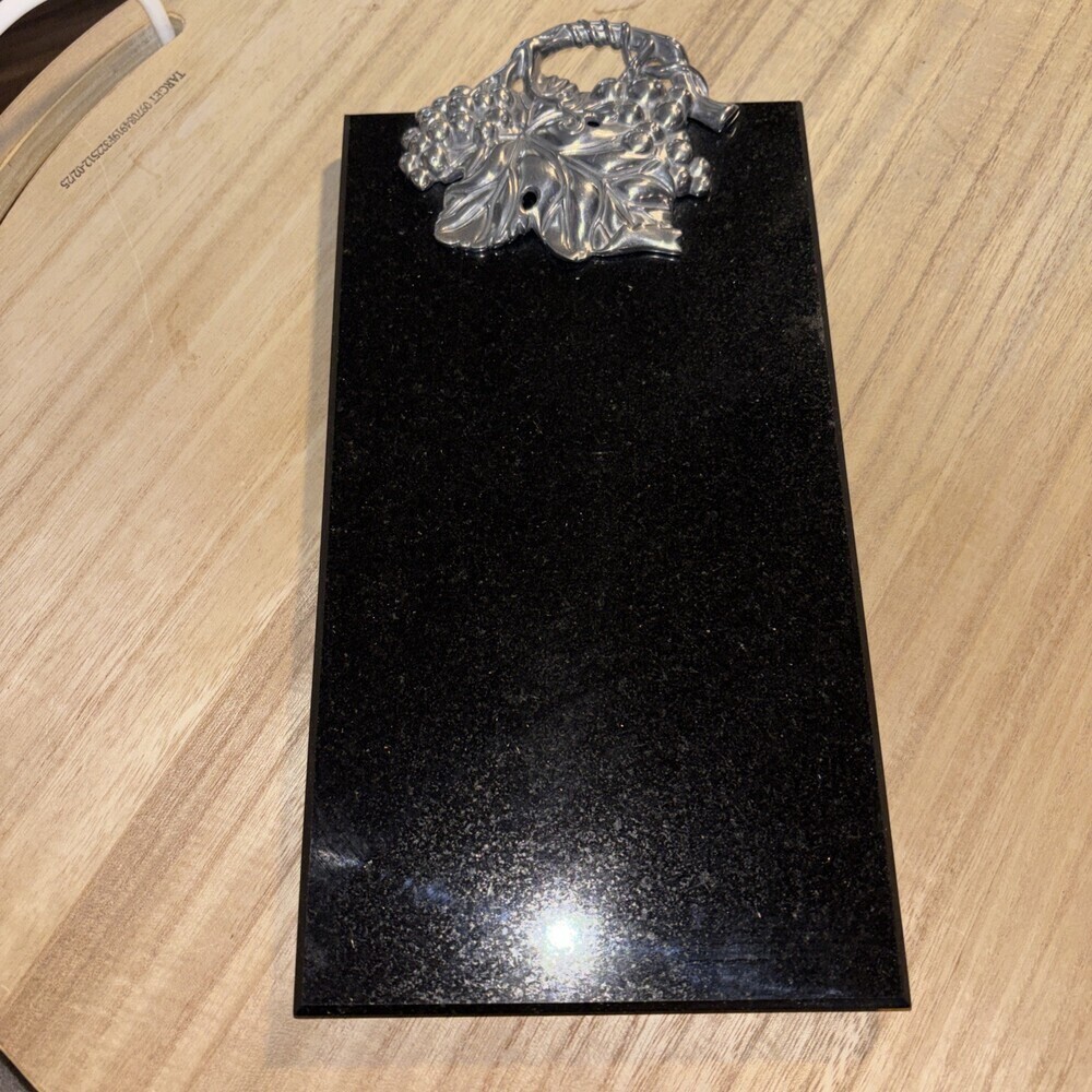 Black marble Pewter grapes Cutting Board Cheese Charcuterie ARTHUR COURT - Picture 2 of 5